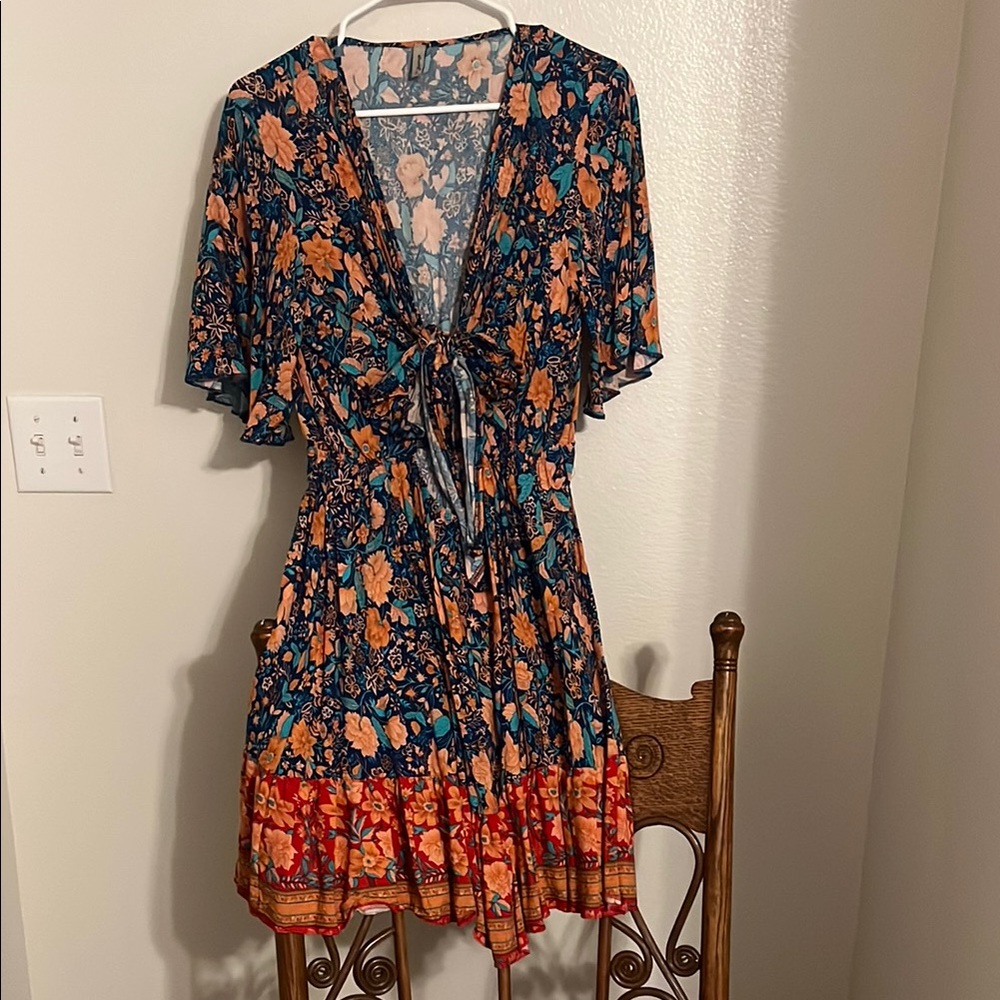 Floral Tie-Front Dress
